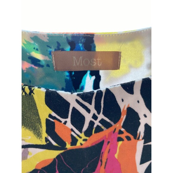 MOST Womens Shirt Top Tank Blouse Multicolor Side Zip Geometric Fits Small - Picture 5 of 7